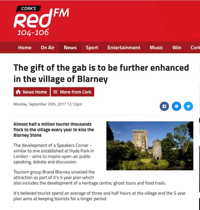 RedFM article The gift of the gab is to be further enhanced in the village of Blarney